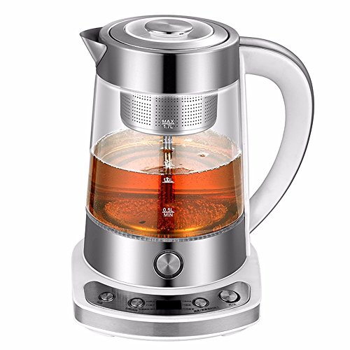 YSSAMM Thire lectrique de th de th en verre de mnage de bouilloire lectrique de bouilloire d'acier inoxydable 1.7L 1000W