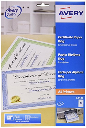 Avery Dennison - Papel para diplomas y certificados A4 algod n 10 unidades color azul reviews Avery Dennison - Papel para diplomas y certificados A4 algod n 10 unidades color azul