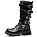 Produktbild Apragaz Coole Schuhe für Männer schnüren Sich Oben Gürtelschnalle Leder oberen Mitte Kalb Kampfstiefel für Herren Laufen eine Größe größer (Color : Schwarz, Größe : 43 EU)