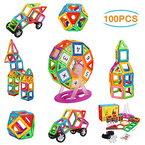 NextX 100 Blocchi Magnetici Giocattolo - Set di 100 Pezzi per Costruzioni 3D - Puzzle Educativo per Piccoli Ingegneri - Regalo Perfetto per Bambini 3+ Anni