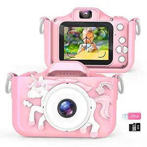Waayu Upgrade Kids Selfie Camera,1080P HD Digital Video Cameras for Toddler, A Birthday Gifts for Girls Age 3-8, Portable Toy for 3 4 5 6 7 8 Year Old Girls Boys with 32GB SD Card -Pink
