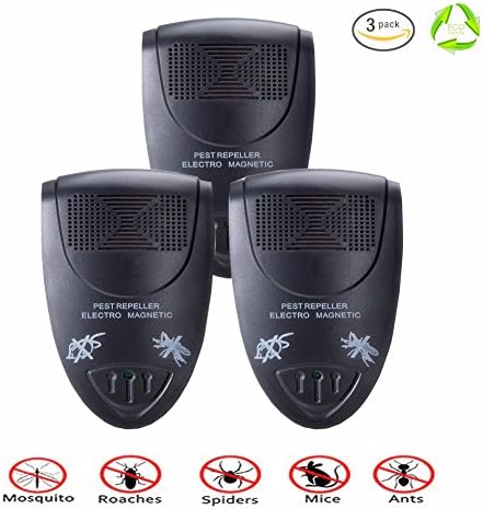 Ultrasonic Pest Repeller Pest Control - Spider repellent, Electronic Plug In Pest Repeller- Repels Mice, Roaches,Spiders,Non-toxic Environment-friendly, Humans &amp; Pets Safe (3)