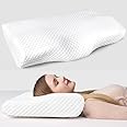 IDITRI EXPORT Cervical Contour Memory Foam Pillow for Sleeping,Orthopedic Pillow for Neck Pain, Support for Back,Stomach,Side Sleepers, with Breathable Zip Cover (19X12X4INCH, White)