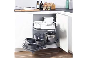 XEMQENER Kitchen Blind Corner Pull-Out Shelving Unit Organizer 2 Tiers Swing Tray for 900-1000mm Cabinet