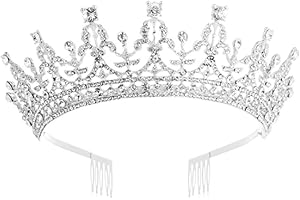 SANVPWSAN Silver Rhinestone Tiara Crown Crystal Crown Rhinestone with Comb Wedding Bridal Rhinestone Crown, Suitable for Girl Birthday Carnival Party Holiday Celebration