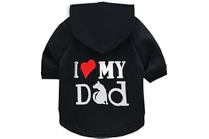Izefia Sweat à Capuche pour Chien Vêtements pour Chien J'aime Mon Père Cardigan Hiver Sweatshirt Chaud Coton Chien à Capuche pour Petit Chien Chat