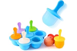 BAMBOOPACK 1 Set Blue Silicone Popsicle Mold 7 Cell Ice Lolly Moulds Ice Pop Molds Reusable Ice Cream Makers for DIY Frozen Dessert Yogurt Baby Food