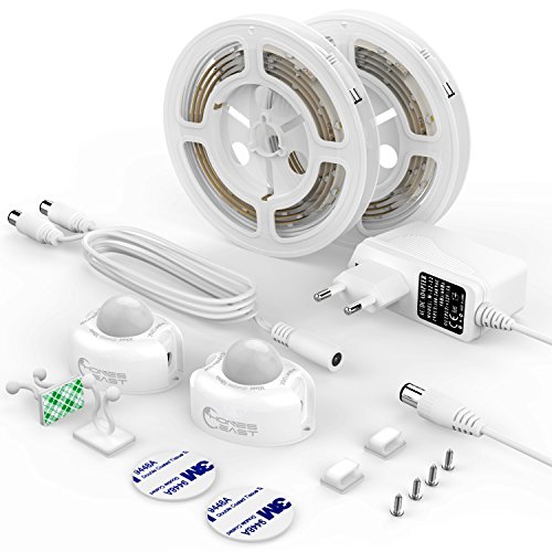 HonestEast Bett Licht, LED-Streifen Licht, Bewegungsaktivierte LED-Lichtleiste, Automatischer Ein/Aus Bewegungsmelder mit 2 Sensoren, Nachtlicht 2 Sensor Kit (warmweiß, 2x 1,2M) - 6