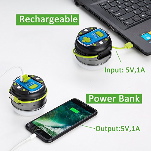 Ustellar LED Camping Taschenlampe, USB Aufladbar IPX4 wasserfest Camping Laterne, 2800mah Power Bank, 5 Lichtmodi, Tagbar Akkulampe mit Magnetisch Fuß für Camping, Wandern - 3