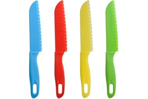 BAIJ Couteaux de Cuisine en Plastique,4 Pack Couteaux de Sécurité pour Enfants Couteaux à Légumes en Nylon pour Pain Salade de Laitue sans BPA
