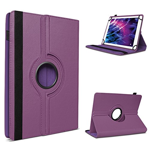 Medion Lifetab P9702 X10302 P10400 P10506 P10505 Tablet Robuste Universal Tablet Schutzhülle aus hochwertigem Kunstleder Hülle Tasche Standfunktion 360° Drehbar kombiniert Schutz und Design in der Farbe Lila Cover Case Universal von UC-Express