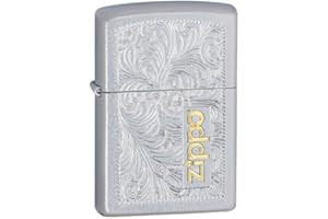 Zippo Accendino a Benzina, Ottone, Cromato, 5,70 x 3,70 x 1,20 cm