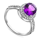  Miore Damen-Ring 375 Weißgold ovale Amethyst Brillanten JM038R5W
