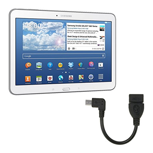 kwmobile Micro USB auf USB 2.0 Adapter 90° Winkelstecker für Samsung Galaxy Tab 4 10.1 T530 / T531 / T535 in Schwarz