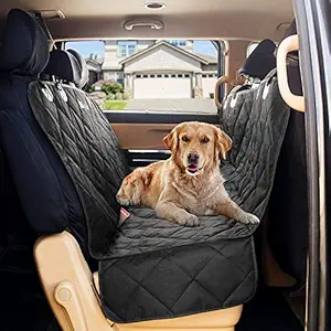 Caresful Luxurious Pet Dog Back Seat Cover Protector Waterproof Hammock for Dogs Backseat Protection Against Dirt and Pet Fur Durable Pets Seat Covers for Cars (Hatchback Cars, Black), Cotton