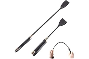 boeyeleny Gerte,2 Stück Leder Peitschen,45 cm Whip Anti-Rutsch-Griff Gel Griff(45Cm + 30Cm)