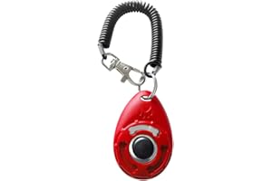 GREHGE BEAUTYBIGBANG Hundeklicker Knopf Effektive Finger Klicker mit Spiralarmband Haustier Training Werkzeuge für Welpen Verhalten Hundetraining Hundeerziehung für Katzen Pferde (Rote)