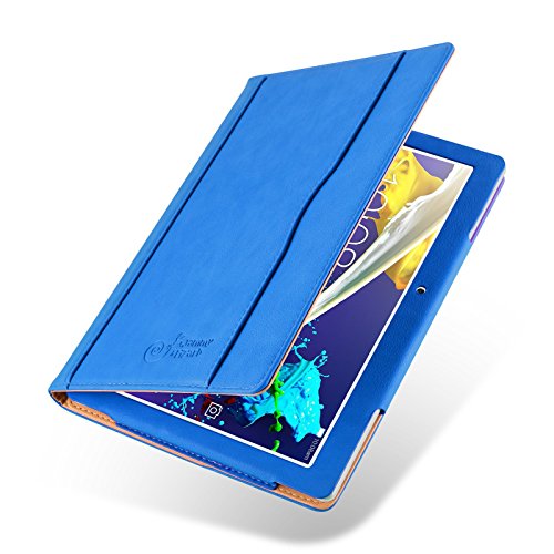 Lenovo Tab 2 A10-30, JAMMYLIZARD Ledertasche für Lenovo Tab 2 A10-30, BLAU & HONIG