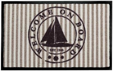 YOUNG GENERATION Shoe-Max Everclean YH 101413 W Door Mat 44 x 75 cm Welcome on Board Wood/Timber