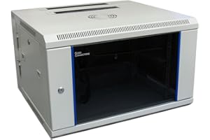 ‎GOOD CONNECTIONS Good Connections 19" Netzwerk Wandgehäuse / Wandschrank, 9HE, lichtgrau (RAL7035), Rückseite schwenkbar, 600 x 550mm, fertig montiert, mit Lüfter, abschließbare Glastür, Schwenkrahmen und Seitenteile