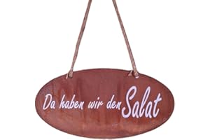 kreativherz - Gartenschild mit Spruch „Da haben wir den Salat“ Rost-Optik Metall - Hängeschild Gartenschilder lustig für Draußen/Outdoor - Lustige Gartendeko Spruchtafel - Garten Deko-Schild 35x18cm