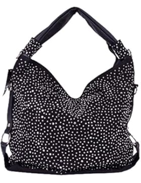 Trendy Glitzer Tasche Handtasche Shopper XL mit Strass/Nieten aktuelle Kollektion Farbauswahl