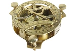 SAMARA NAUTICAL Solid Brass 4" Sundial Compass – Classic Sun Dial with Navigational Compass