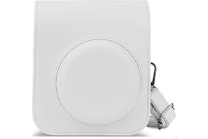 MADCAT PU Leather Camera Case Compatible with Fujifilm Instax Mini12 Instant Camera with Adjustable Strap and Pocket (white)