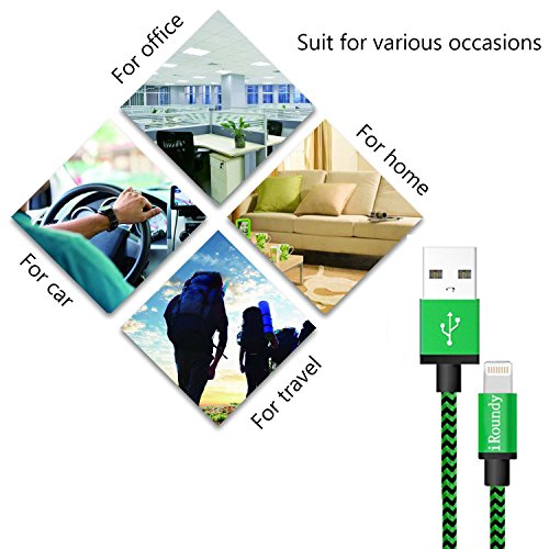 iRoundy 5 Pack Nylon iPhone Datenkabel Verbindungskabel USB Kabel mit Lightning Stecker Ladekabel für Apple iPhone 6 Plus/6 /5/5S/6s iPad 4 iPad Mini/Air iPod 5 und iPod7 Arbeitet mit neuesten iOS - 6