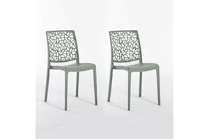 SIEDITI FUORI E DENTRO Chaises en résine avec Fibre de Verre empilables pour intérieur/Cuisine/Salle à Manger et extérieur/Jardin Anna (2 Chaises, Vert Sauge)