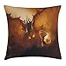 Produktbild Yinorz Fantasy Art House Decor Throw Pillow Cushion Cover, Calling of The Dragon Magician for Evil Powers of The Universe, Decorative Square Accent Pillow Case, 18 X 18 Inches, Orange Brown