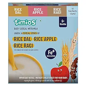 Timios Baby Cereal -from 6+Months Assorted Pack| Instant and Healthy Food|300gm