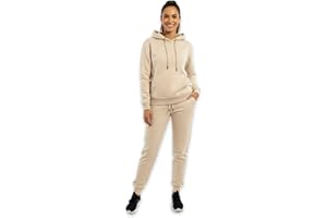 CASUALKING Tracksuit Womens Full Set Autumn Lounge Wear Sets Two Piece Activewear Warm Pullover Hoodie and Jogging Bottoms with Drawstring and Pockets