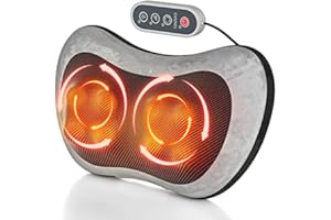 TOKZUVG Shiatsu Back Neck Massager Massage Pillow with Remote Control Heat 2 Directions 3 Speeds 8 Deep Tissue Kneading Nodes Shoulder Muscle Relaxation Pain Relief