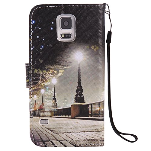 Feeltech Samsung Galaxy S5 Hülle PU-Leder und Brieftasche Bunte Muster Fall mit Magnetverschluss, Hybrid-Kickstand mit Stand-Funktion, schlagen Sie schützende weiche TPU Stoßstangenabdeckung und Kreditkartenhalter für Samsung Galaxy S5 Handgelenk Bügel-Buch-Art-Geldbeutel-Tasche mit 2 In 1 Berühren Sie Stift – London - 3