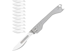 Anrbb Mini Klappmesser, Skalpell Klappmesser mit 10 Ersatzklingen Schnitzmesser, Mini Taschenmesser, Edelstahl Outdoor Taschenmesser Klein für Outdoor Camping, DIY Art Work Cutting