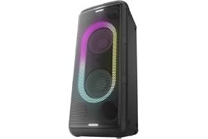 Panasonic SC-TMAX45E-K Högtalare Ljudsystem med Bluetooth, 1000W, integrerade lampor, USB, optisk ingång för TV, gitarr och mikrofon för karaoke
