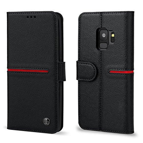 MILAN NICE Coque Samsung Galaxy S9 Plus Antichoc Etui Portefeuille à Rabat en Cuir Véritable avec MILAN NICE Coque Samsung Galaxy S9 Plus Antichoc Etui Portefeuille à Rabat en Cuir Véritable avec