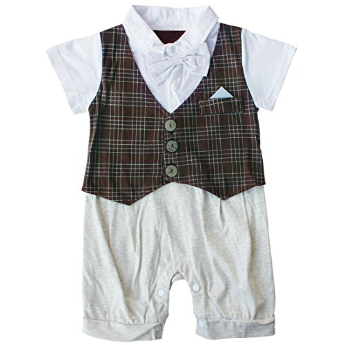 EFE Baby Boys Infant Outfits Gentlemen Plaids Romper Suit Party Clothes Jumpsuit 9-12 Months