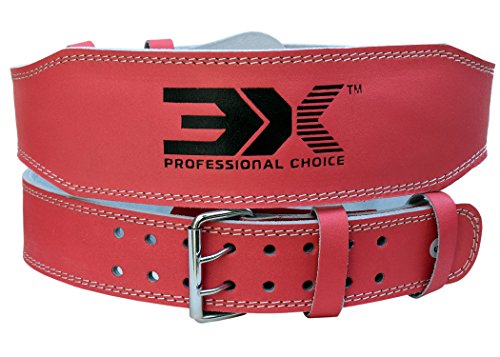 PROFESSIONAL CHOICE 3X Opción Profesional Cinturón de Levantamiento de Pesas de Cuero Genuino Pro 4"Pulgadas Entrenamientos de Levantamiento de Pesas Soporte Lumbar para la Espalda (Pink, M(32"-36"))