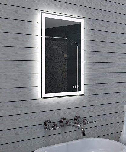 Design Badezimmerspiegel mit Dimmer, Warm- und Kaltweiß und Touchschalter 40 x 60 cm - 4