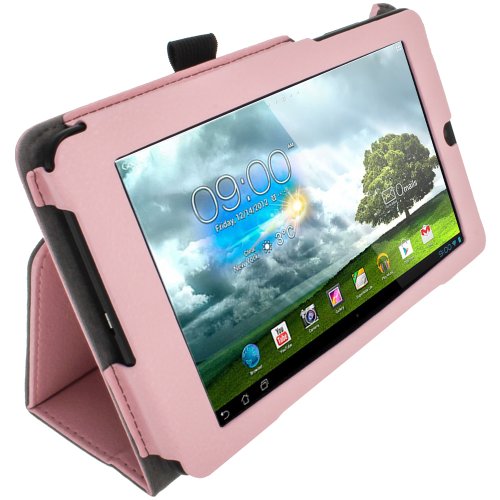 igadgitz Rosa PU Ledertasche Hülle Folie Cover für Asus MeMO Pad ME172V 7″ Tablet mit Multi Winkelbetrachtung Stand + Stylus Schift Halter + Displayschutzfolie - 4