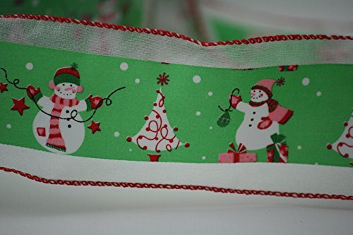 Snowman and Christmas Tree 2-1/2 Inch Wired Ribbon 55 Yard Spool by SWC
