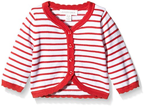 Pumpkin Patch Baby-Girls Stripey Cardi Floral Short Sleeve Cardigan, Off-White (Milk), 3-6 Months (Manufacturer Size:3-6M))