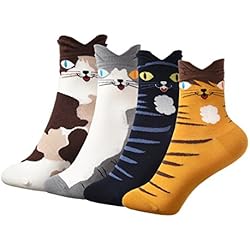 Jiayiqi Unisex Precioso Gato Patrón Calcetines Casual Calcetines Crew 4-Pack