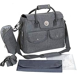 Bolso Cambiador Bebé de Pañales Para Regalo | Acople Para Carrito Universal | Portabiberones | Chupetero; Gris