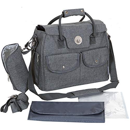 Bolso Cambiador Bebé de Pañales Para Regalo | Acople Para Carrito Universal | Portabiberones | Chupetero; Gris