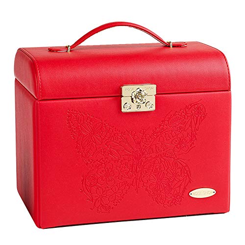 Preisvergleich Produktbild Schmuckschatulle, schloss mit einfachen schmuck ohrringen, schmuck aufbewahrungsbox, große kapazität mehrschichtig-1