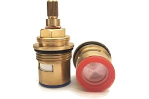 TAP MAGICIAN Bath BSP 3/4" x 57mm x 24 teeth on Spline Quarter Turn Bath Shower Mixer Control On Off Tap Cartridge Valve Pair