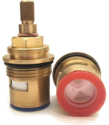 Hot & Cold 3/4'' Bathroom Tap Cartridge Replacement - Ceramic Disc, Quarter Turn, 50mm Length, 20 Teeth (Pack Of 2)